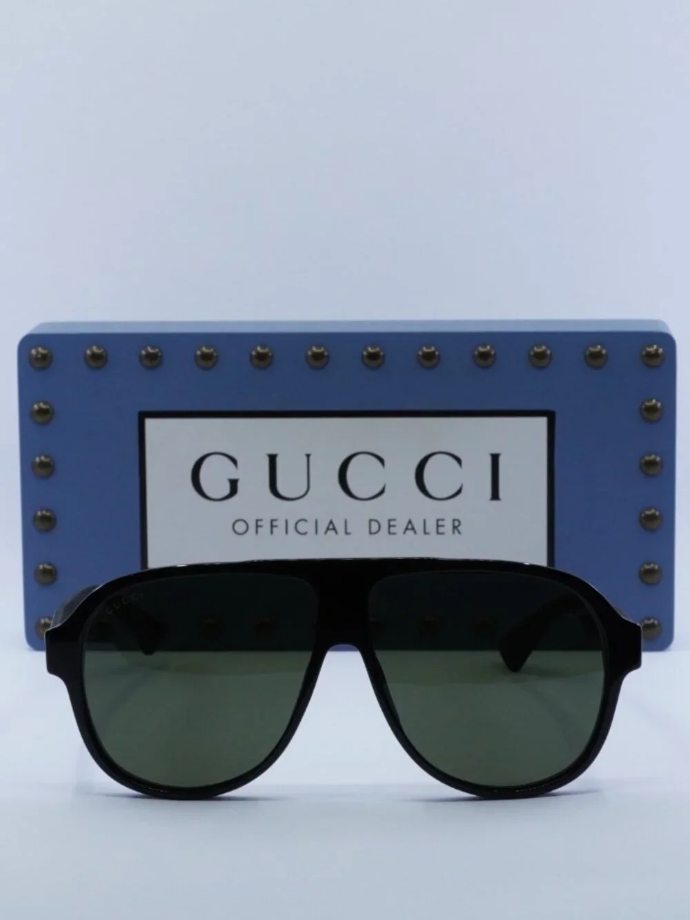 Gucci GG0009S 001 Aviator Men Sunglasses - Black / Green
